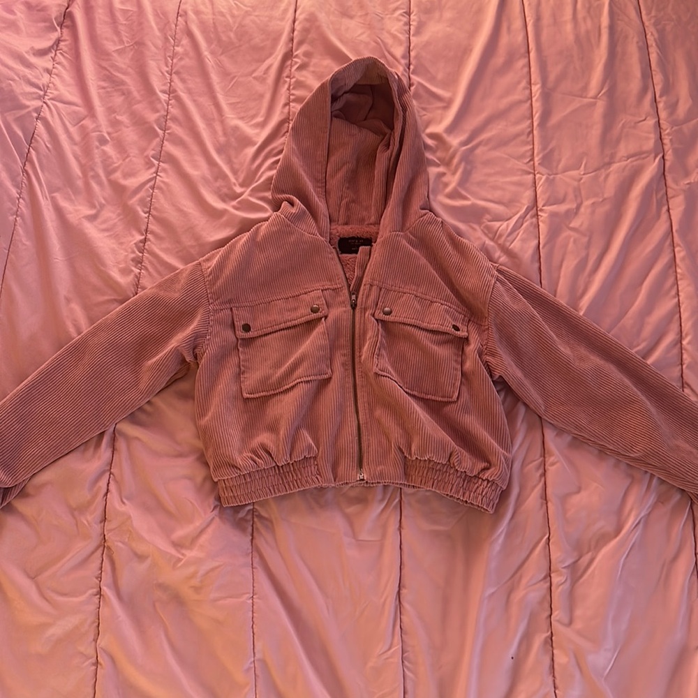 Story on Los Angeles womens cropped corduroy peach jacket